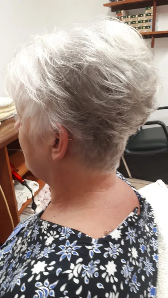 Pixie frizura u srebrnoj nijansi